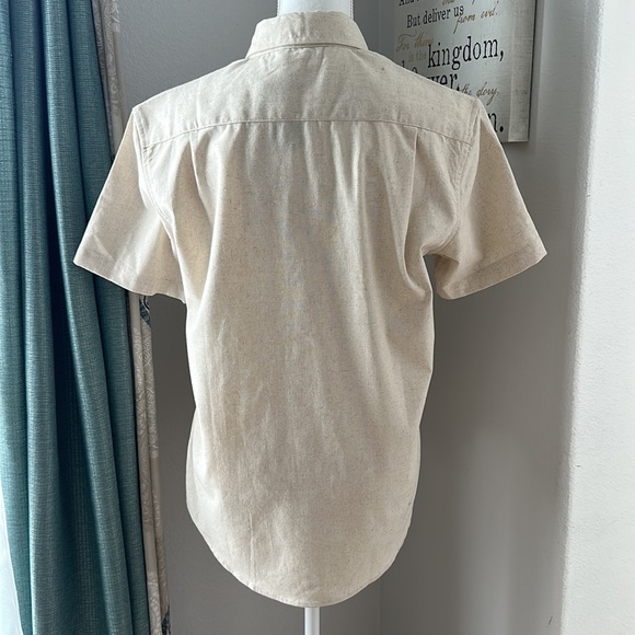 Coofandy Linen Rayon Shirt Button Down Men’s Small Beige lightweight summer - Picture 4 of 7